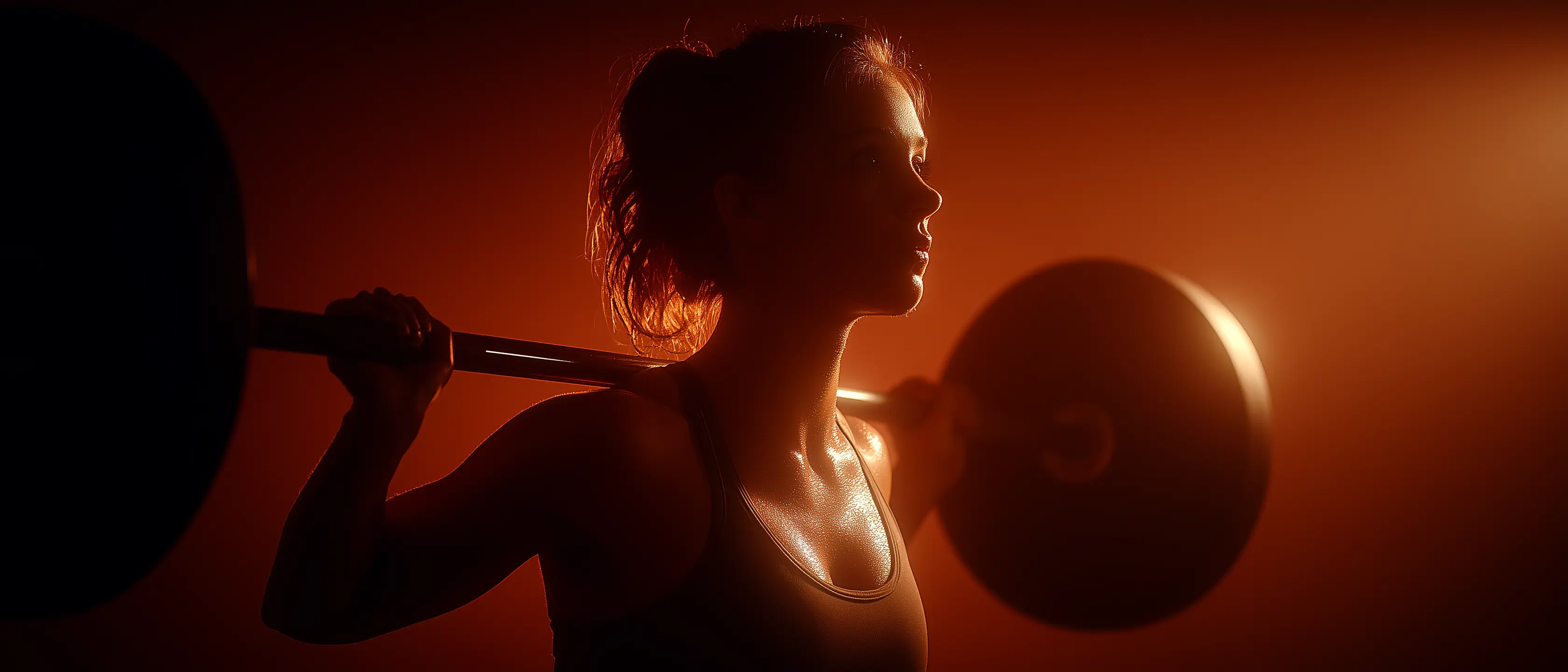 Female athlete performing barbell training