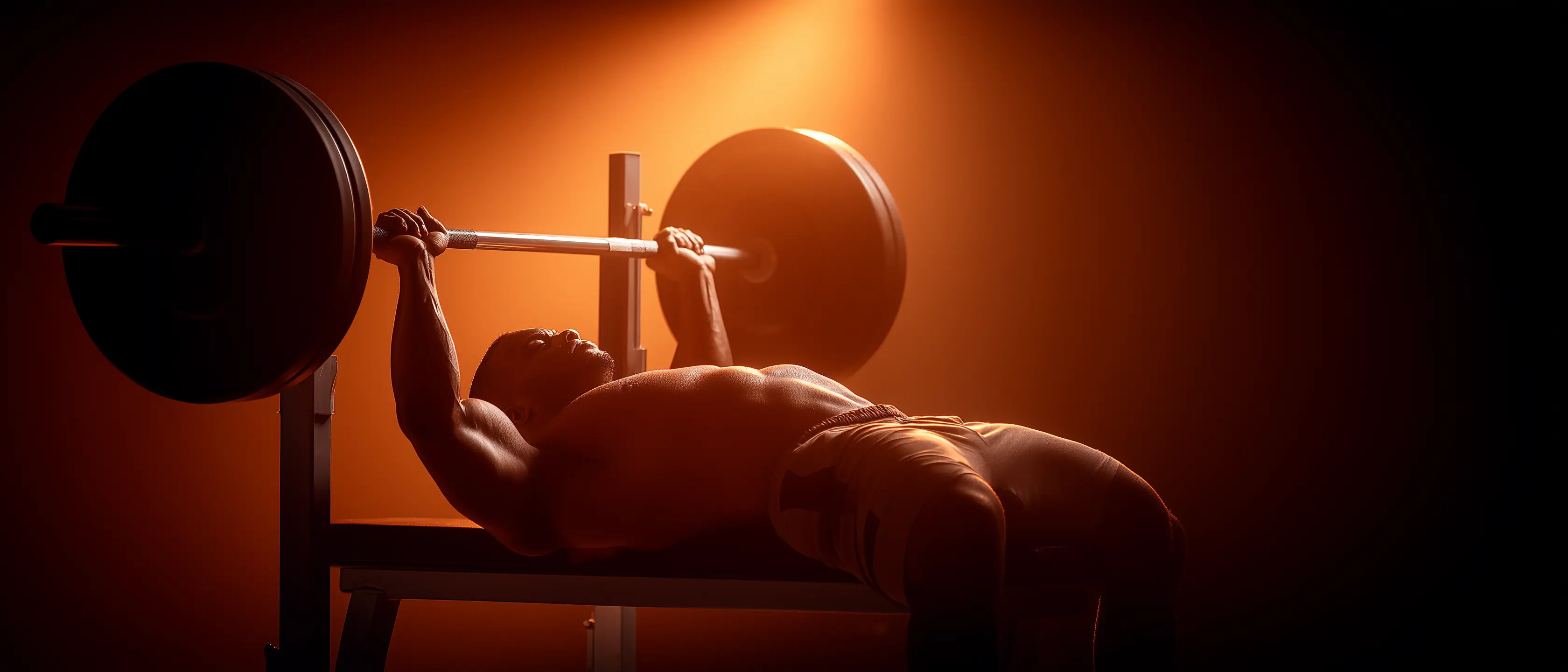Athlete performing barbell bench press with proper form